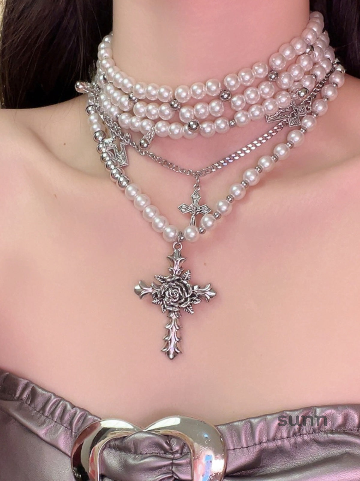 Rivkah Pearl Cross Layered Necklace [7DXC1SQ4]