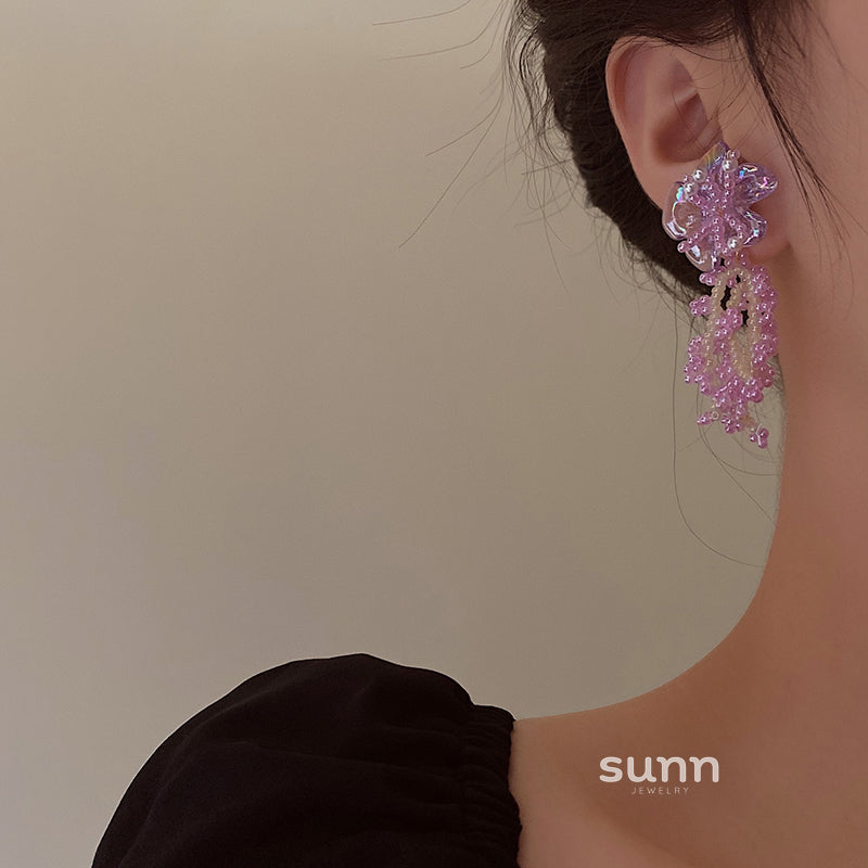 Robin Pink Floral Pearl Earrings [SBDFTJ62]