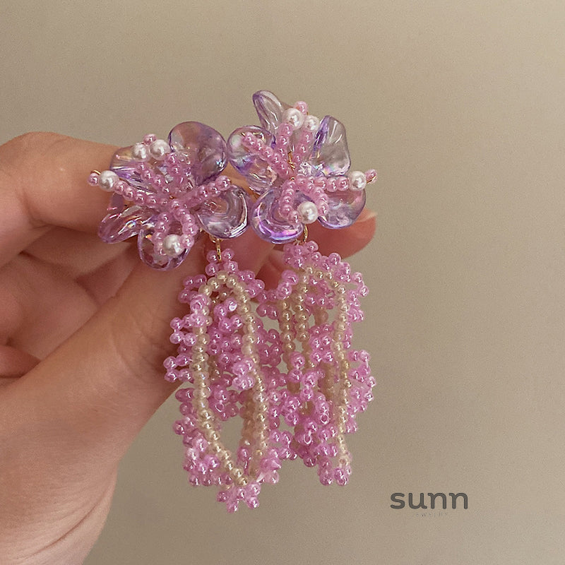Robin Pink Floral Pearl Earrings [UN7P35CD]