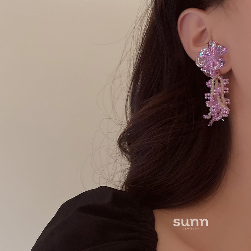 Robin Pink Floral Pearl Earrings [0A2JPGF0]