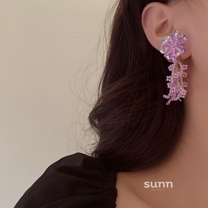Robin Pink Floral Pearl Earrings [9V6VLSFF]
