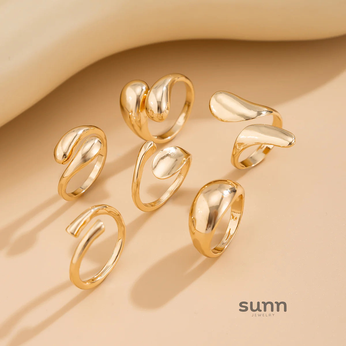 Rochelle 6-Piece Asymmetric Ring Set