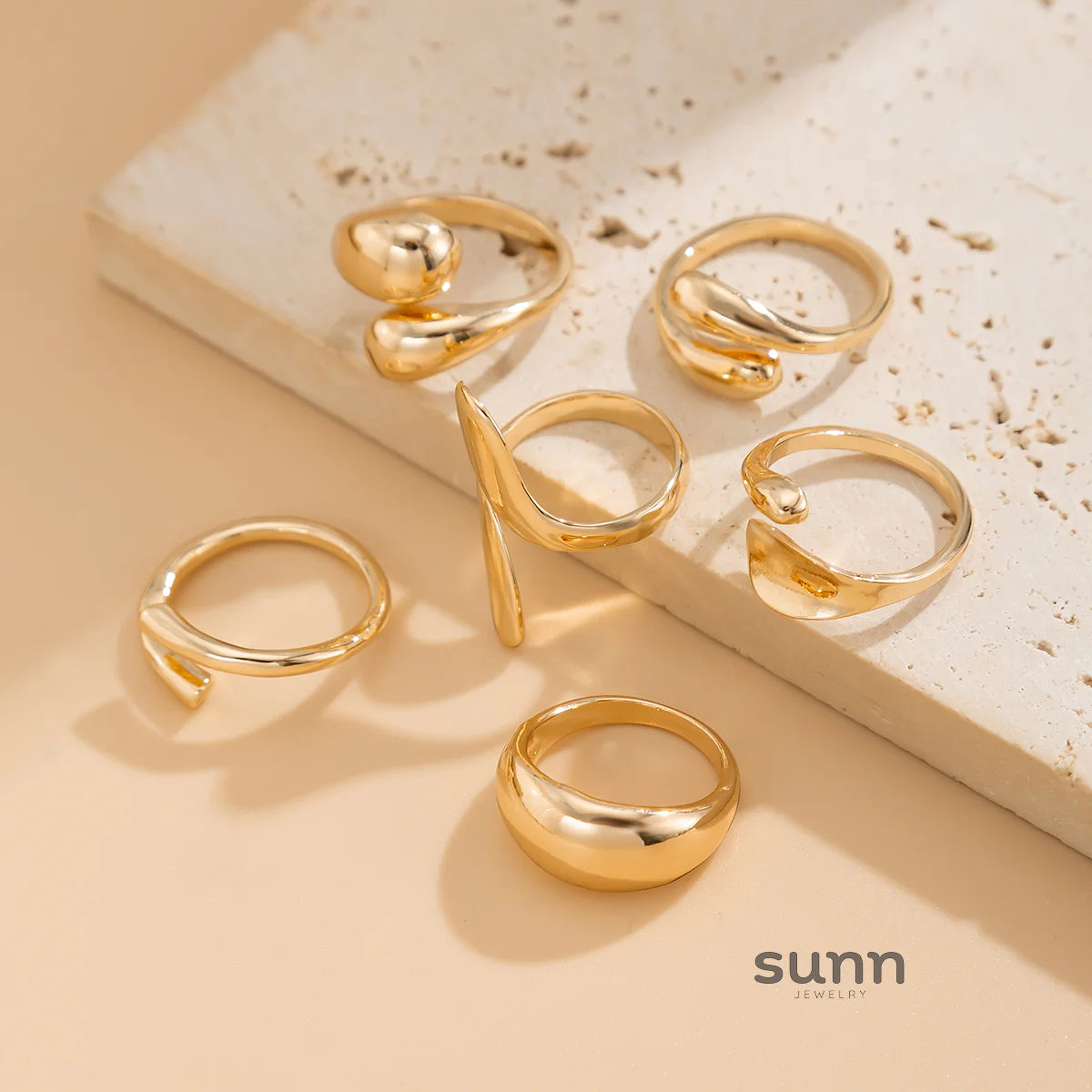 Rochelle 6-Piece Asymmetric Ring Set