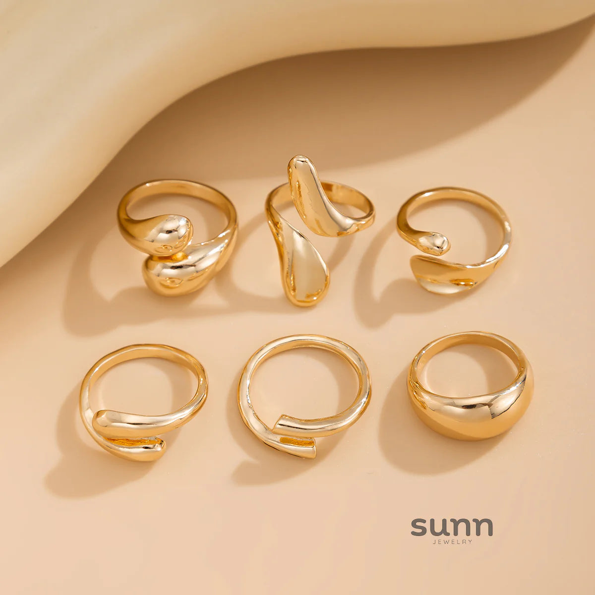 Rochelle 6-Piece Asymmetric Ring Set