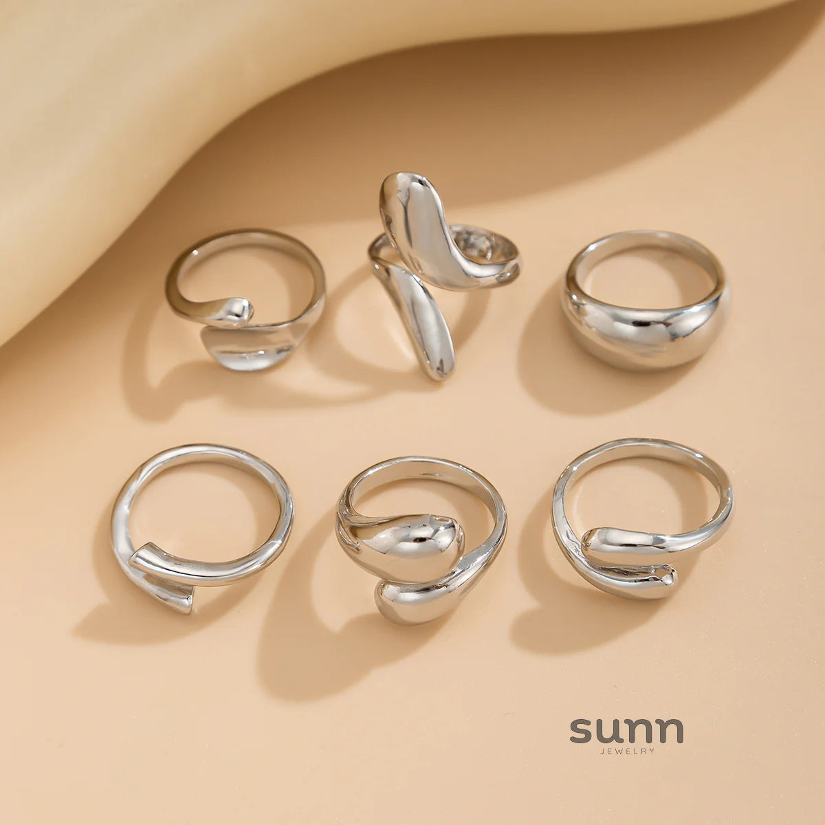 Rochelle 6-Piece Asymmetric Ring Set