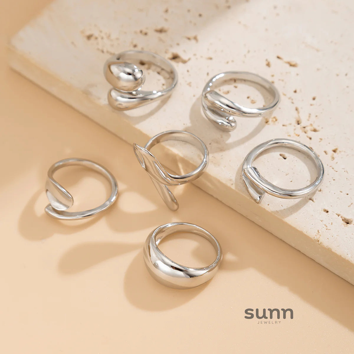 Rochelle 6-Piece Asymmetric Ring Set