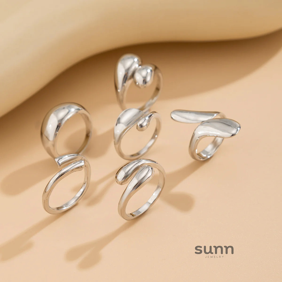 Rochelle 6-Piece Asymmetric Ring Set