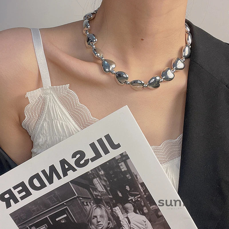 Roma Silver Heart Necklace