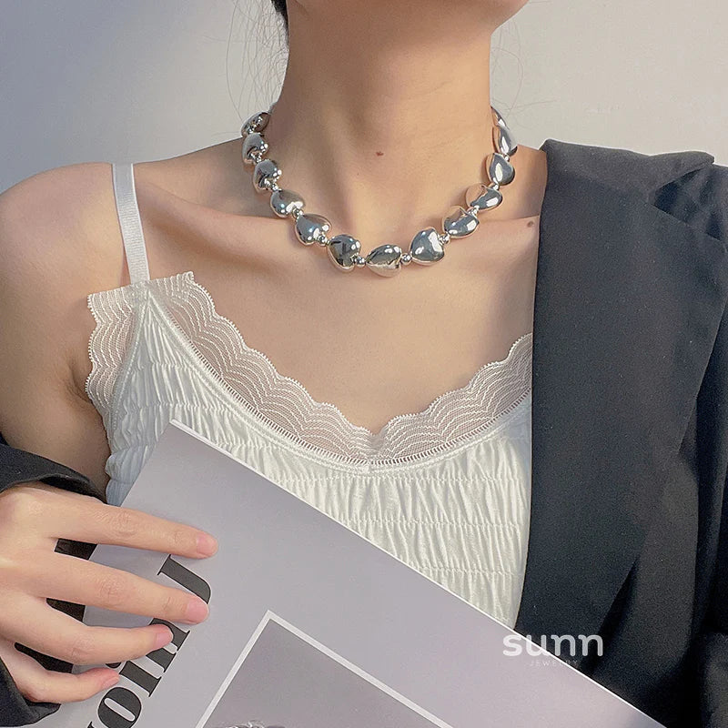 Roma Silver Heart Necklace
