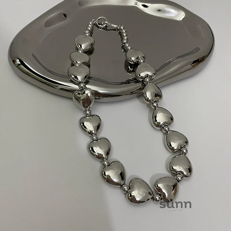 Roma Silver Heart Necklace