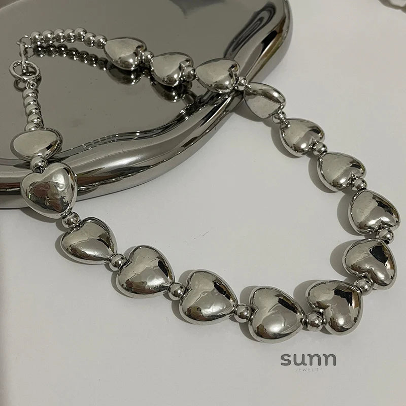 Roma Silver Heart Necklace