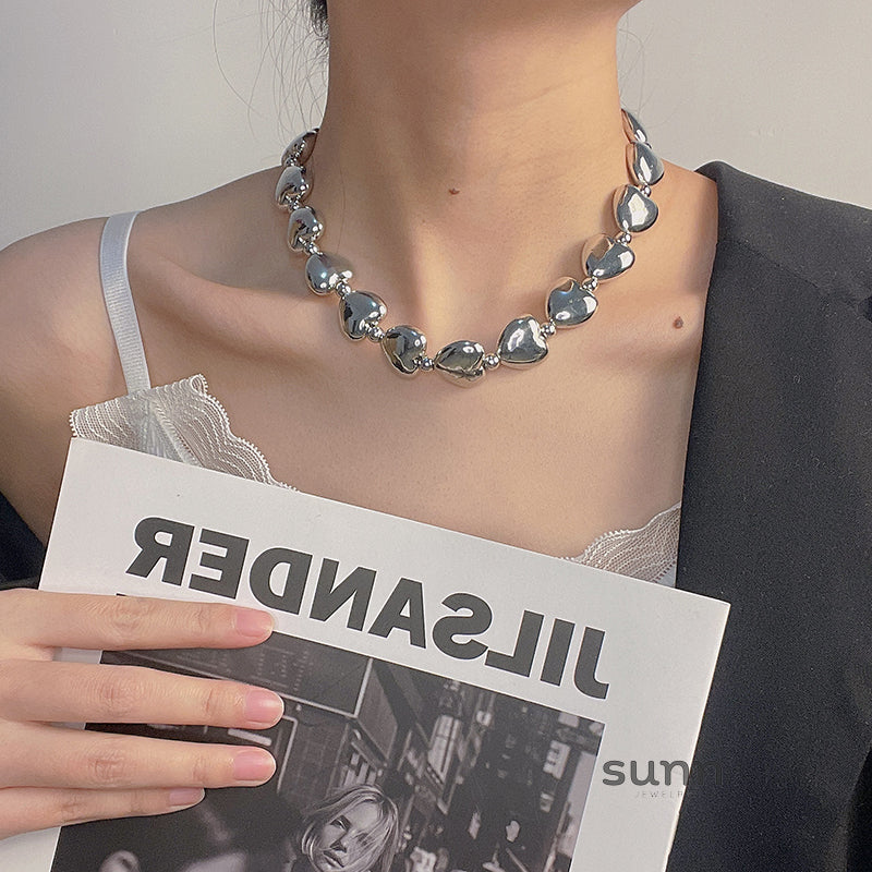 Roma Silver Heart Necklace