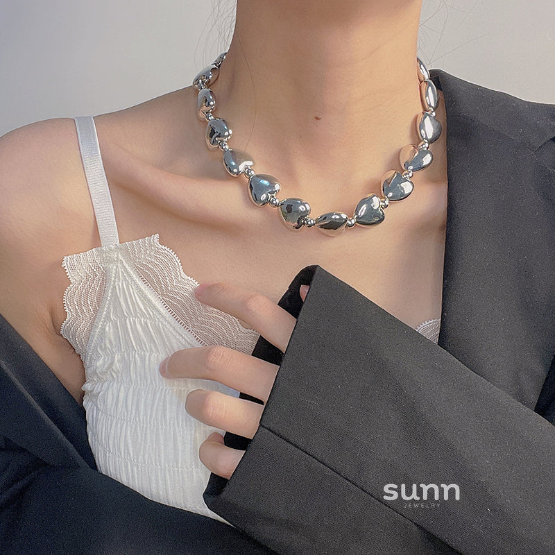Roma Silver Heart Necklace
