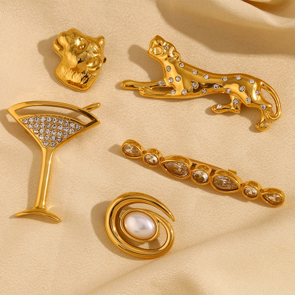 Rona Elegant Gold Brooch [N2DOHGAQ]