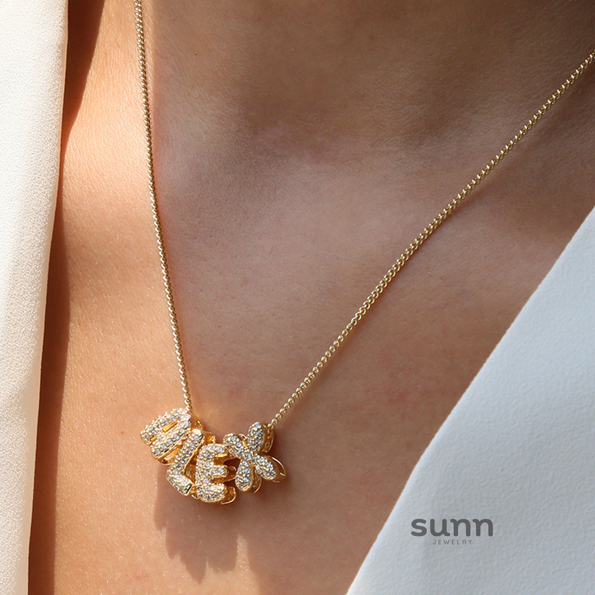 Rosalyn Bubble Letter Necklace [GD381JNY]