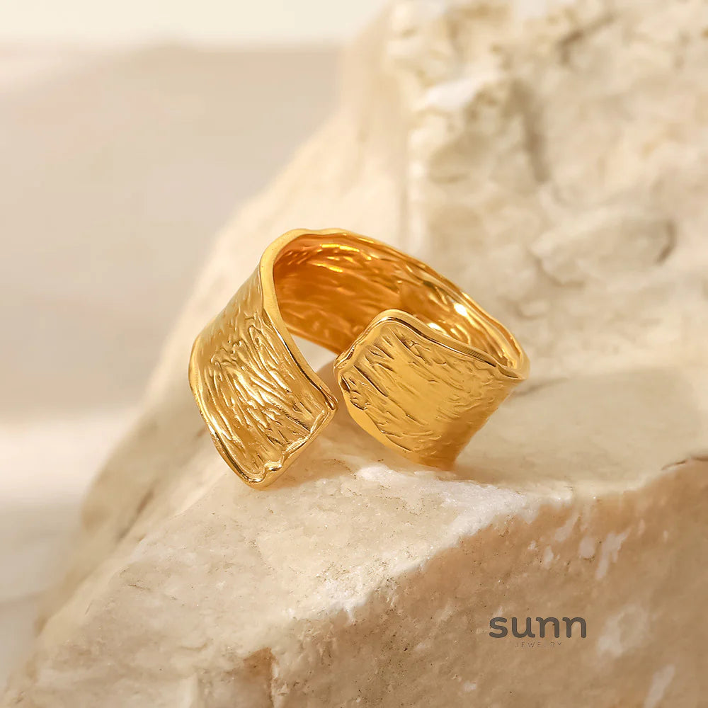 Rosario Textured Gold Ring