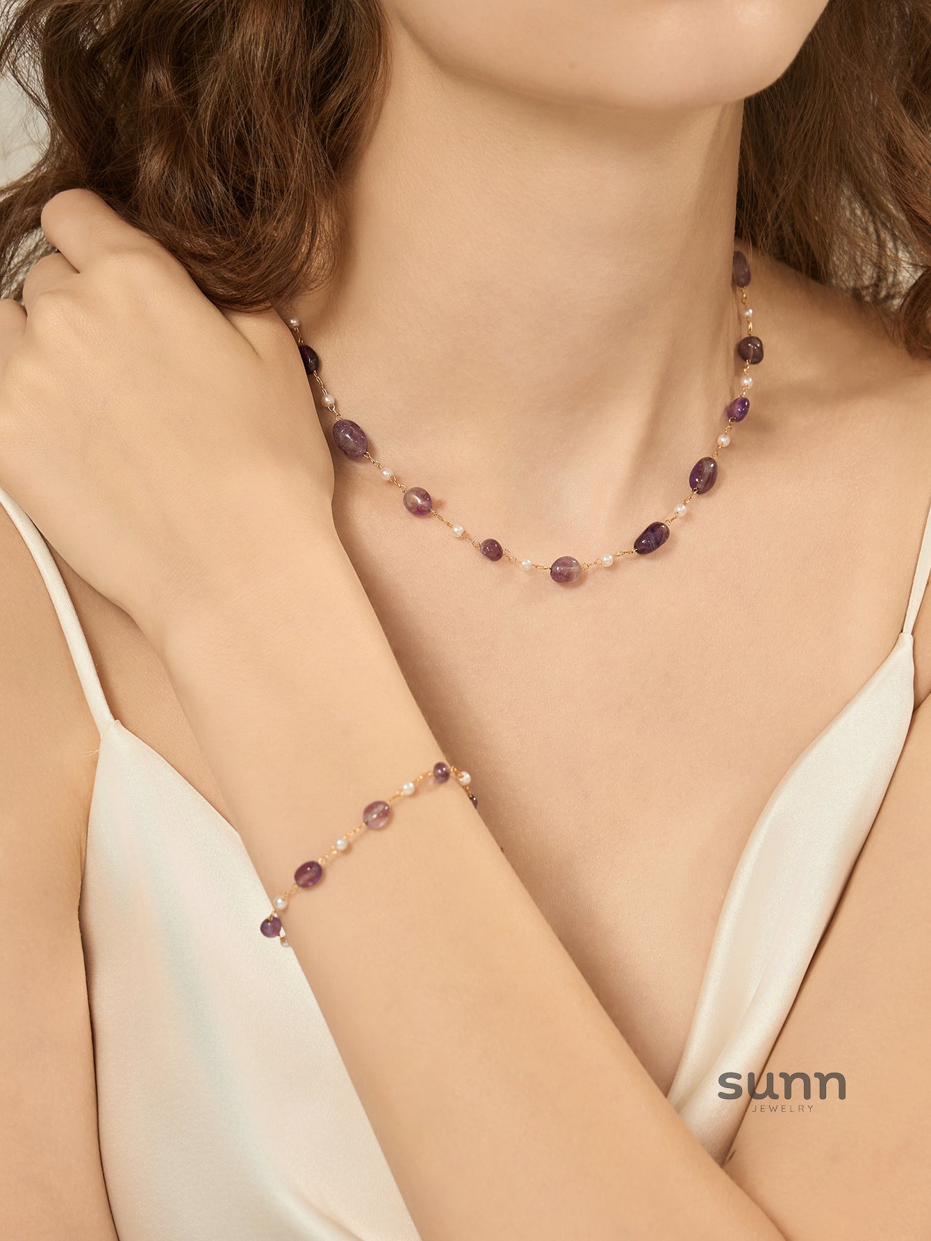 Rose Gemstone Beaded Necklace [HLSQYZOZ]