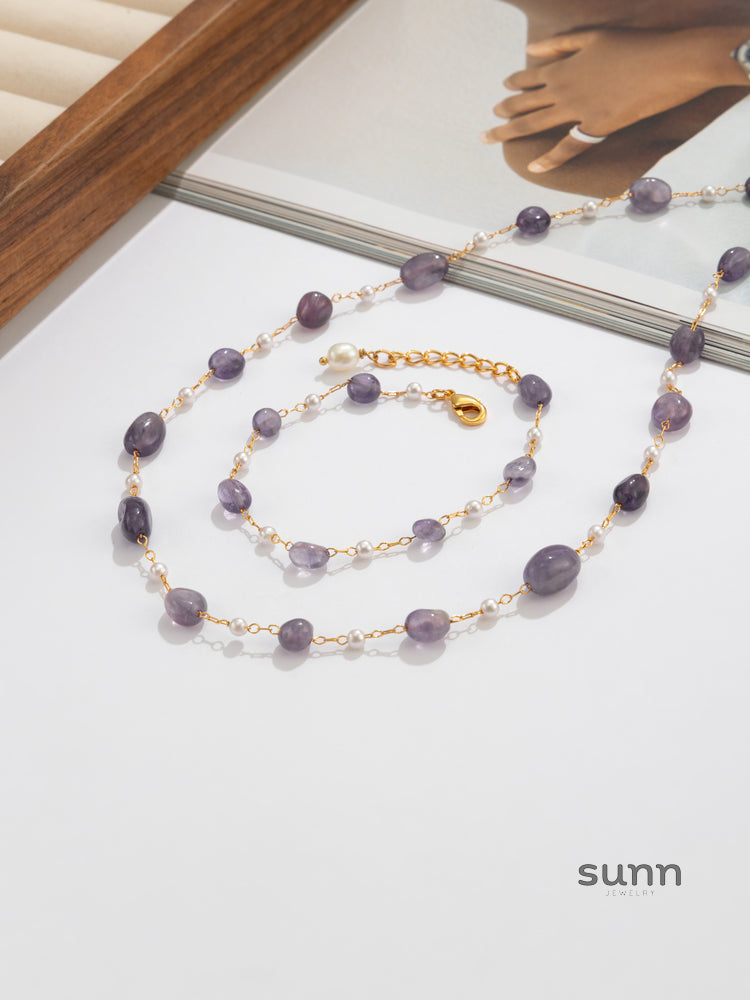 Rose Gemstone Beaded Necklace [MNJZMS4K]