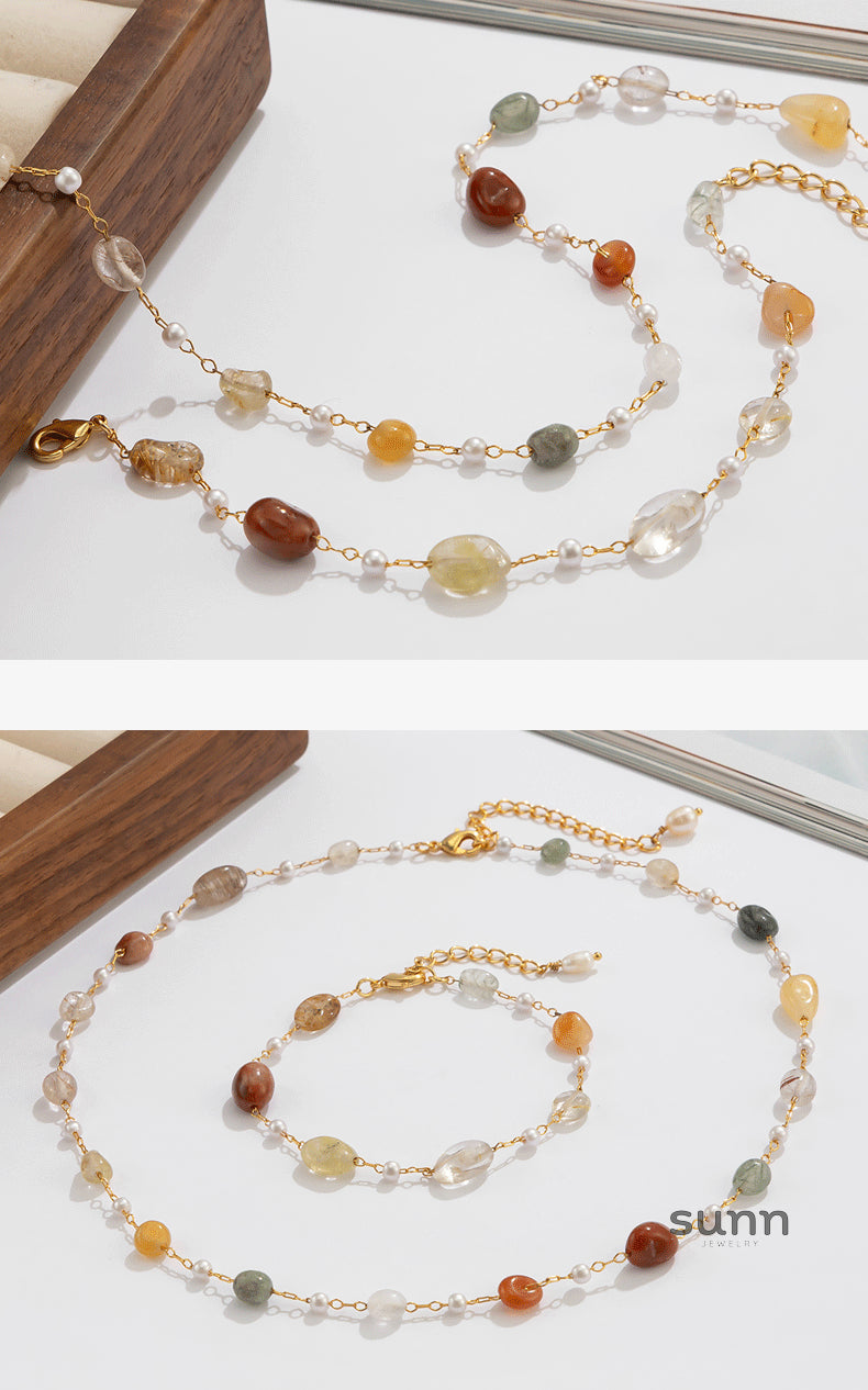 Rose Gemstone Beaded Necklace [3V71HSXE]