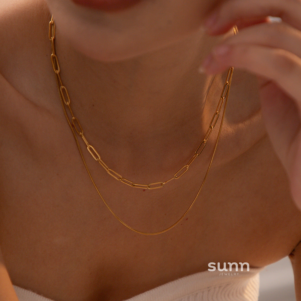 Rose Layered Clavicle Necklace [FYMXGB3V]