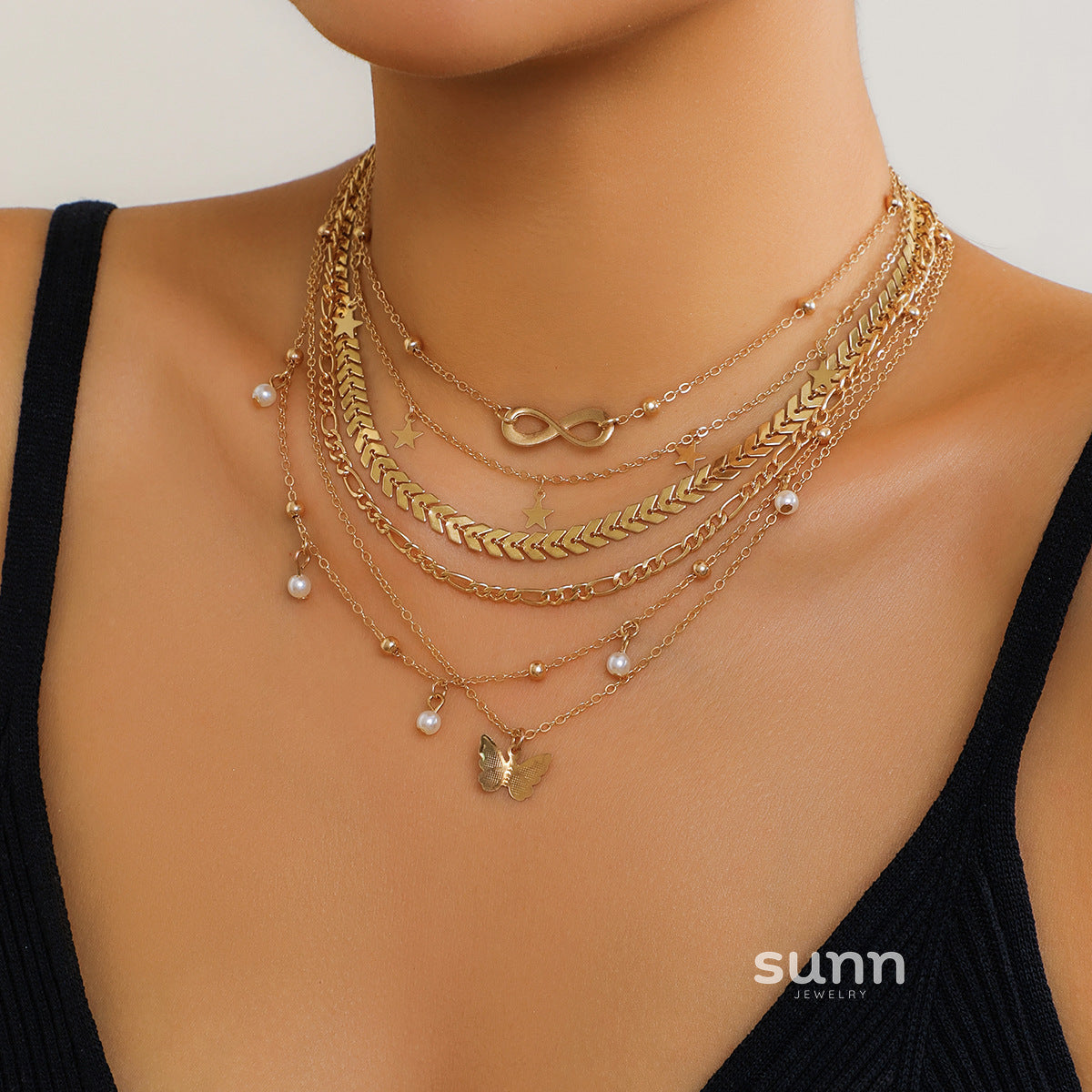 Roseanna Layered Butterfly Heart Necklace [XPNKC2Z0]