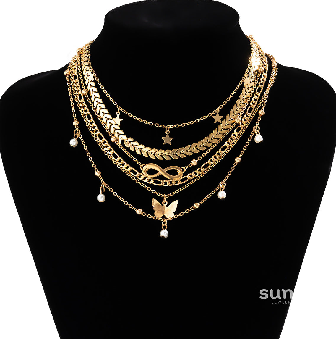 Roseanna Layered Butterfly Heart Necklace [27JJ9ROZ]