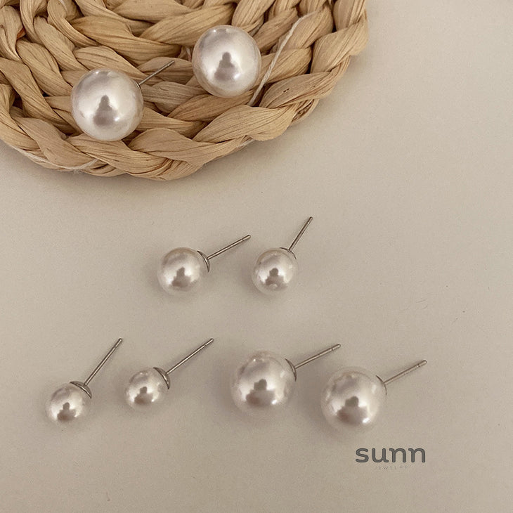 Rosey Pearl Stud Earrings [5SPBAPGO]
