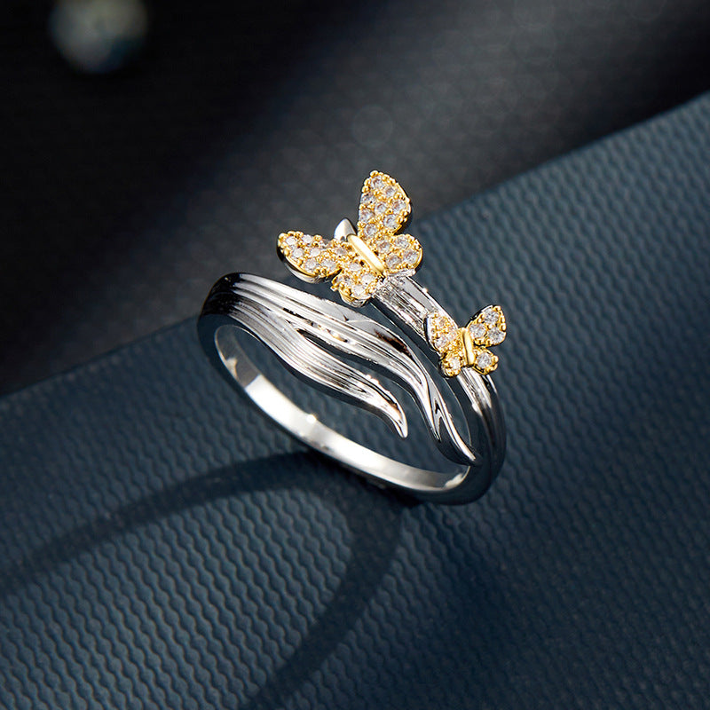 Rosita Two-Tone Butterfly Ring [XU1QUURO]