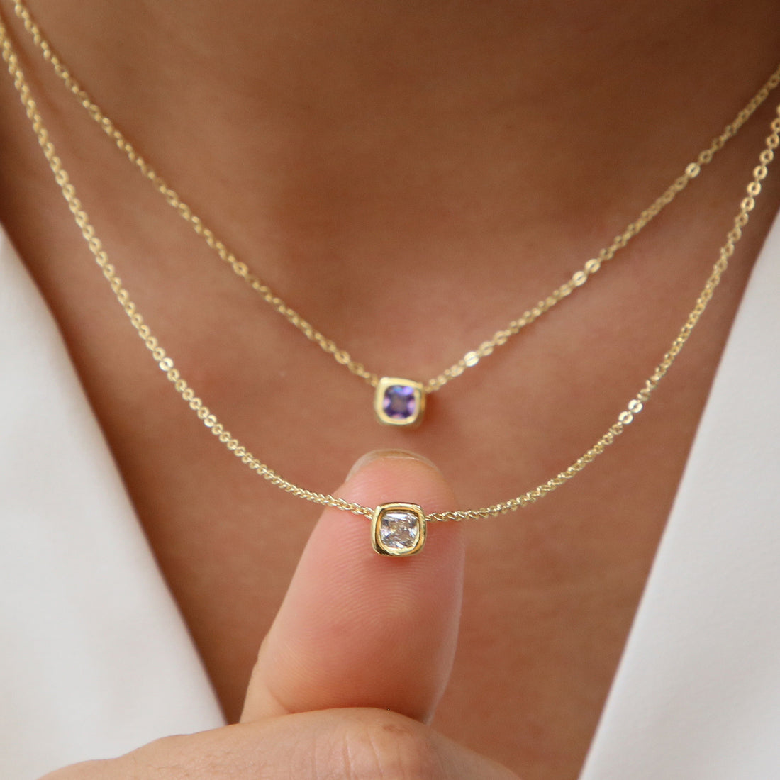 Roslyn Geometric Birthstone Necklace [62L1299W]