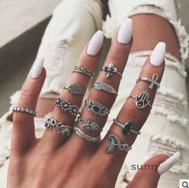 Roxanne Floral Leaf Ring Set