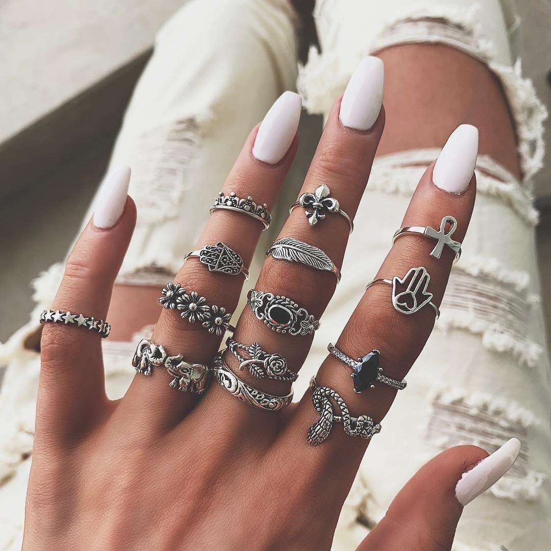 Roxanne Floral Leaf Ring Set