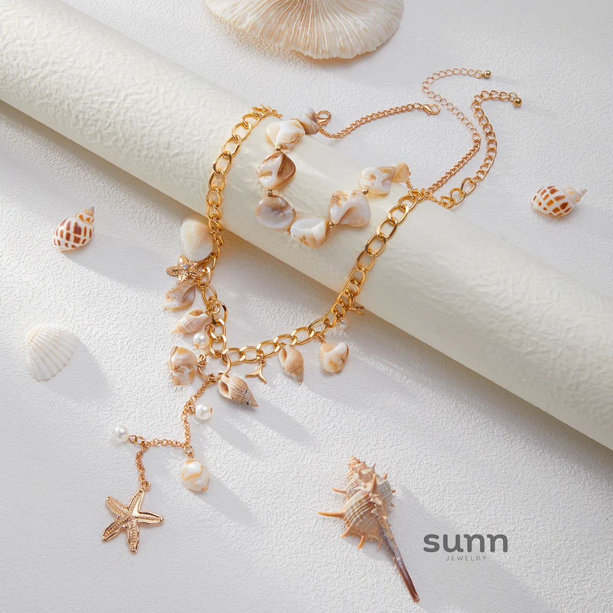 Rozlyn Coastal Layered Shell Necklace