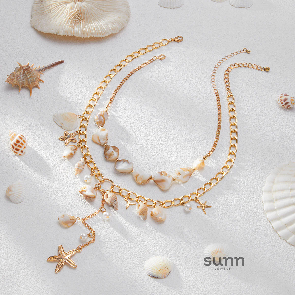 Rozlyn Coastal Layered Shell Necklace
