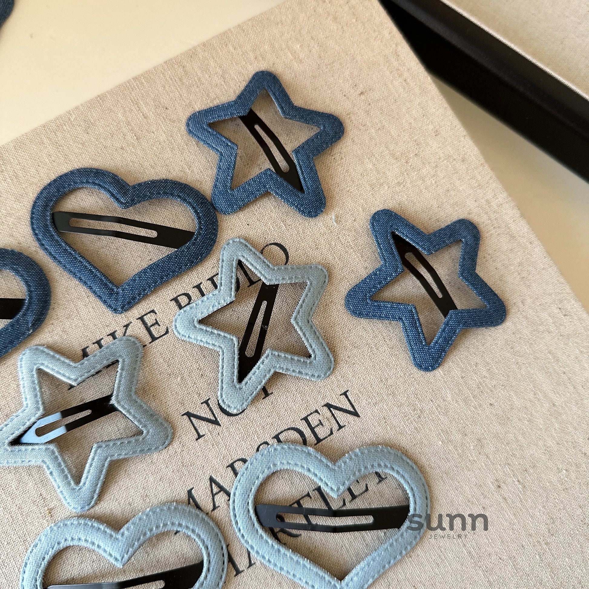 Ruqayyah Denim Shaped Hair Clips [KPQ2STUE]