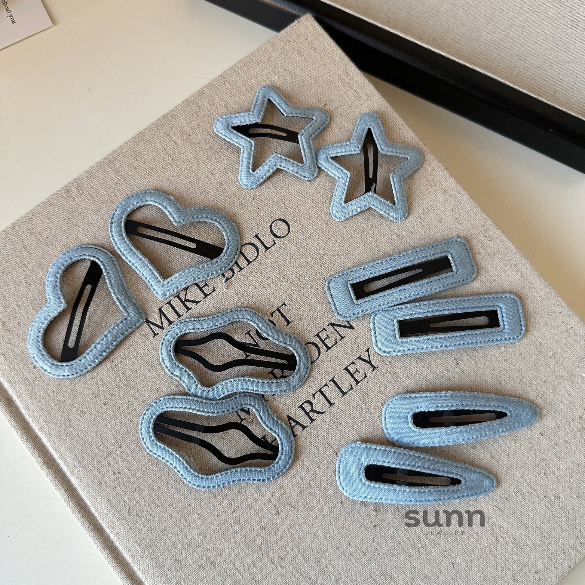 Ruqayyah Denim Shaped Hair Clips [0CLK95R8]