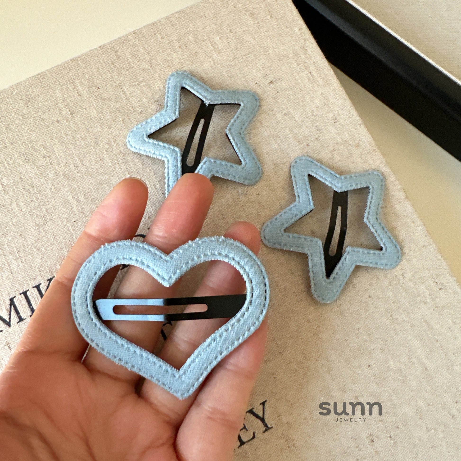 Ruqayyah Denim Shaped Hair Clips [OUD4LDQO]