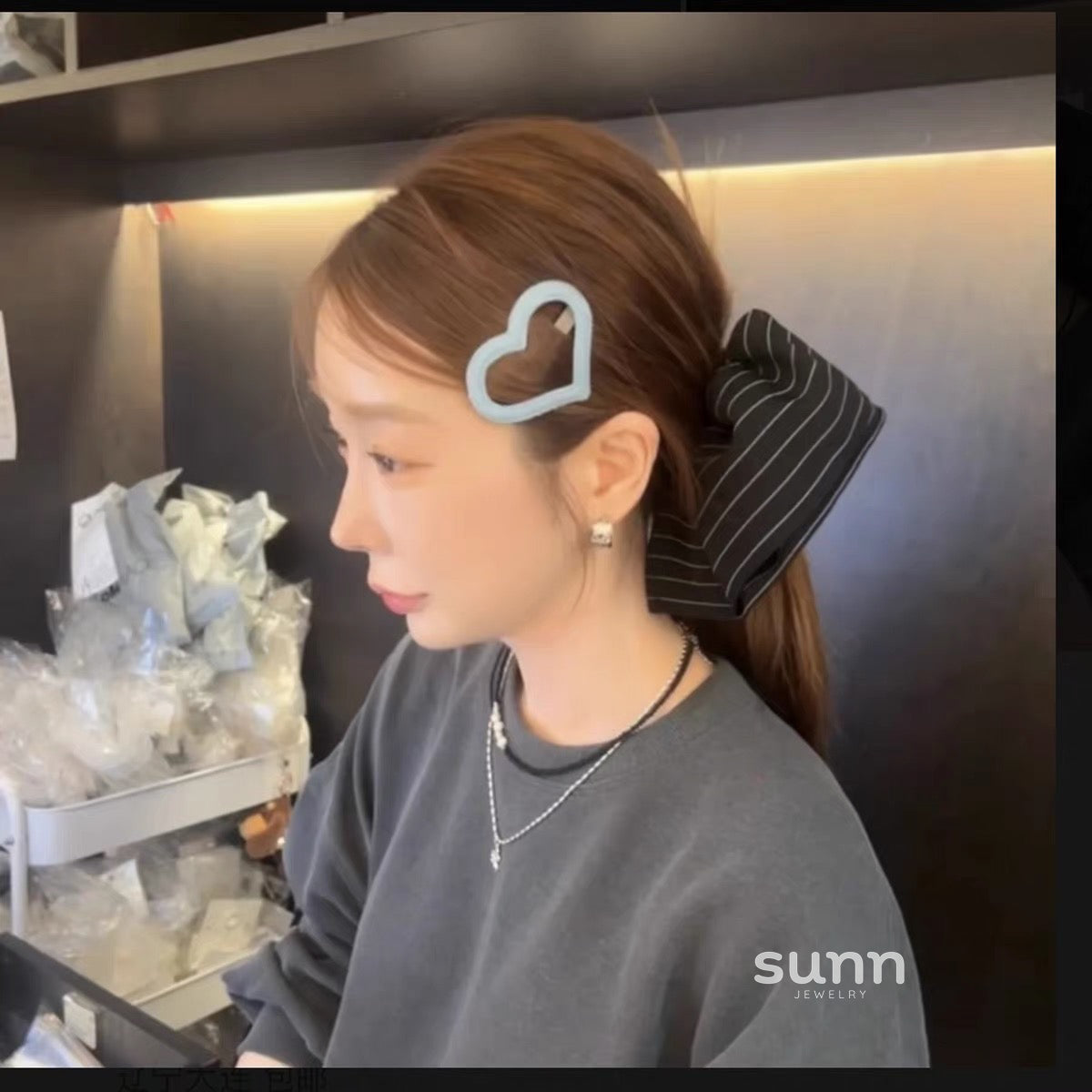 Ruqayyah Denim Shaped Hair Clips [YPG0AP2B]