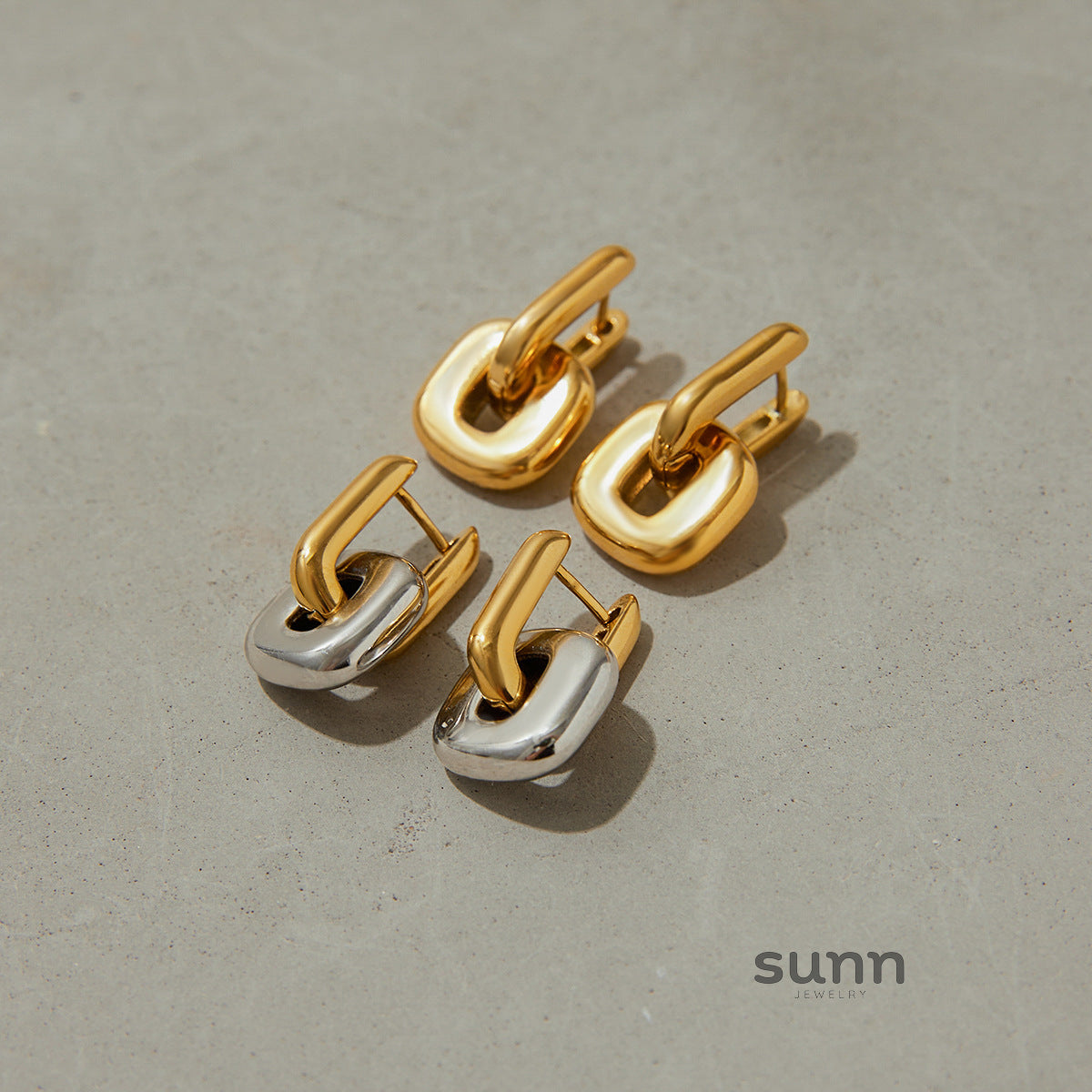 Ruqayyah Stainless Steel Geometric Hoops [V13DCPXN]