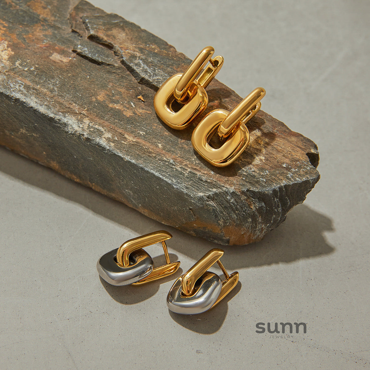 Ruqayyah Stainless Steel Geometric Hoops [9UJMJ8EJ]