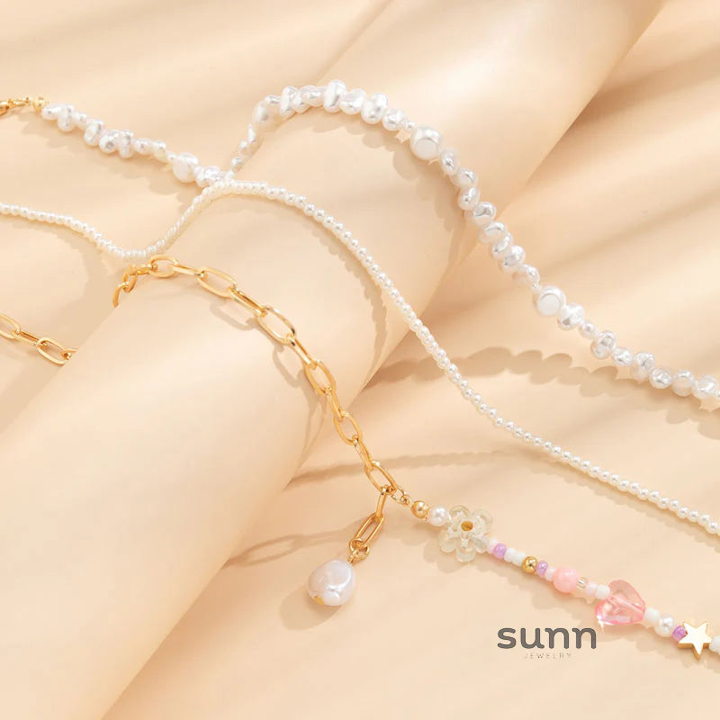 Ryann Layered Pearl Necklace Set