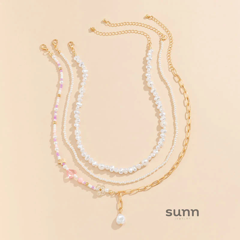 Ryann Layered Pearl Necklace Set