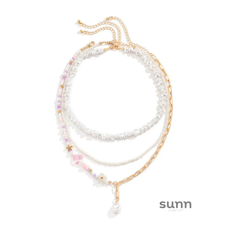 Ryann Layered Pearl Necklace Set