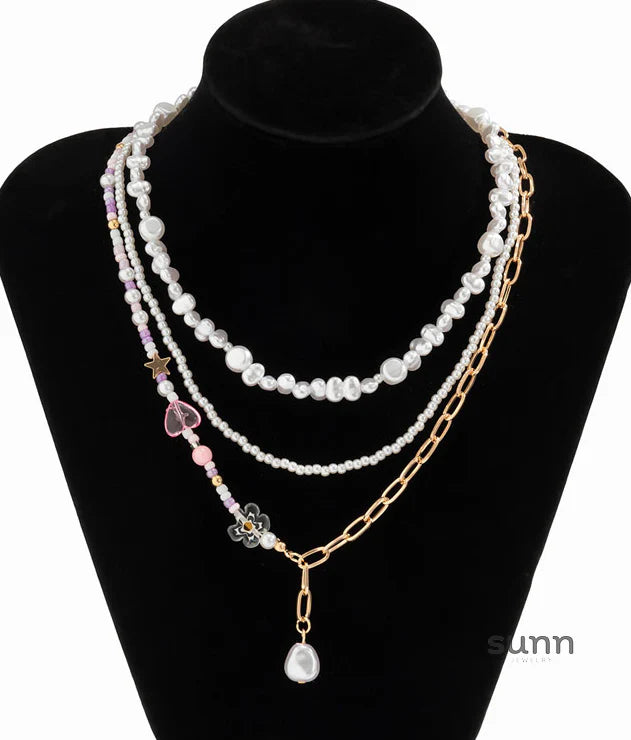Ryann Layered Pearl Necklace Set
