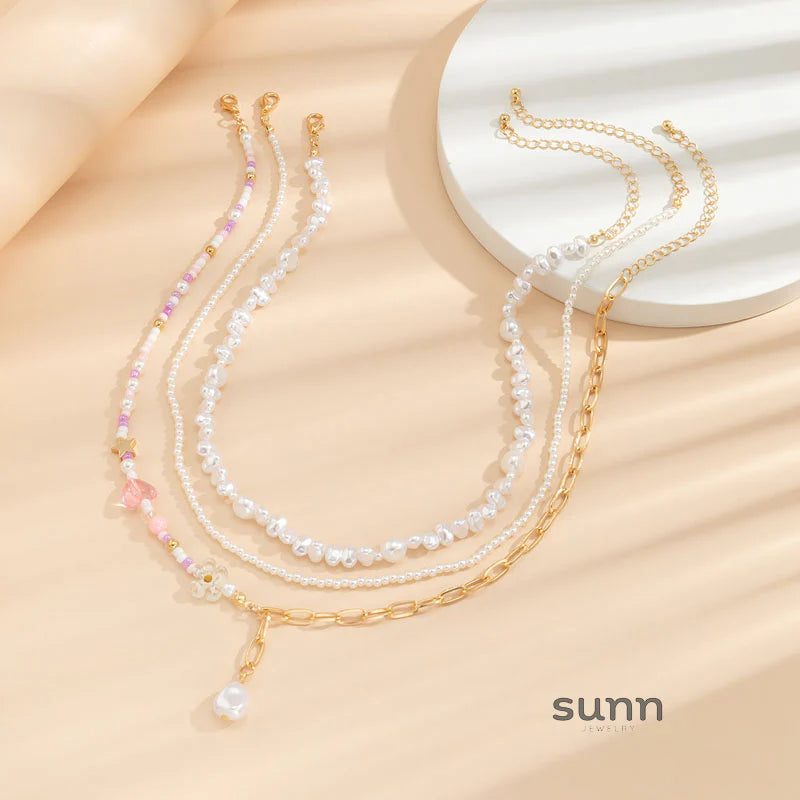 Ryann Layered Pearl Necklace Set