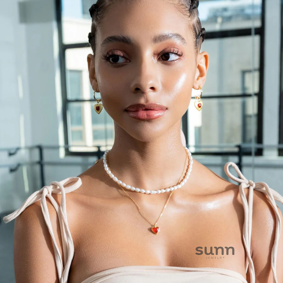 Ryder Pearl & Agate Heart Necklace [0QI6UEWN]