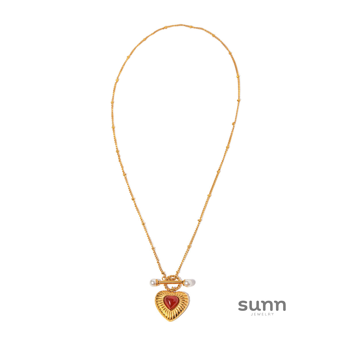 Ryder Pearl & Agate Heart Necklace [8RQPELUK]