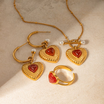 Ryder Pearl & Agate Heart Necklace [CI82MXNW]