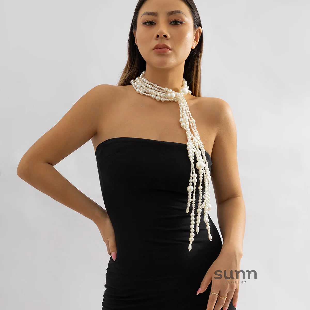 Saba Faux Pearl Tassel Necklace