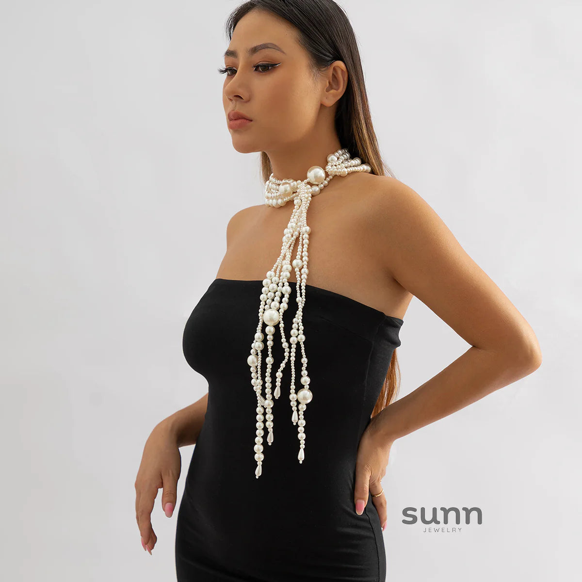 Saba Faux Pearl Tassel Necklace