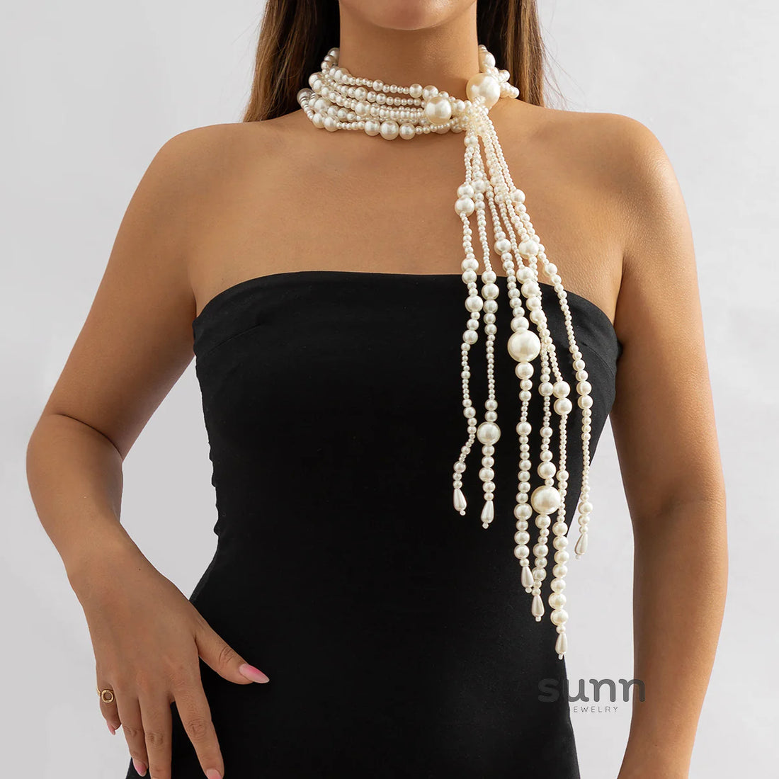 Saba Faux Pearl Tassel Necklace